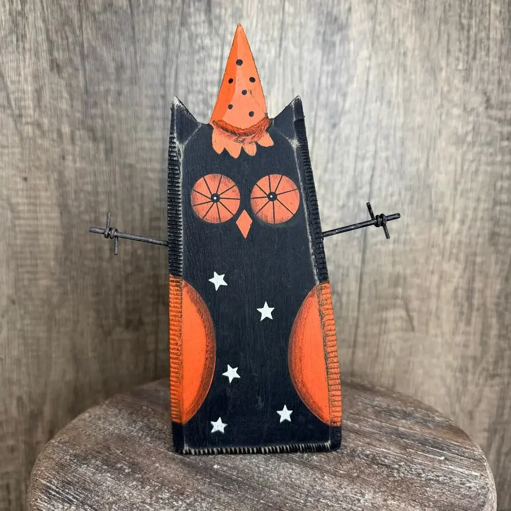 Rustic Halloween Home Decor Sitter Wood Owl Owls Fall Autumn FAST SHIP NEW